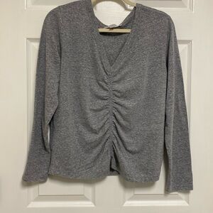 LOFT Gray Ruched  front T-Shirt